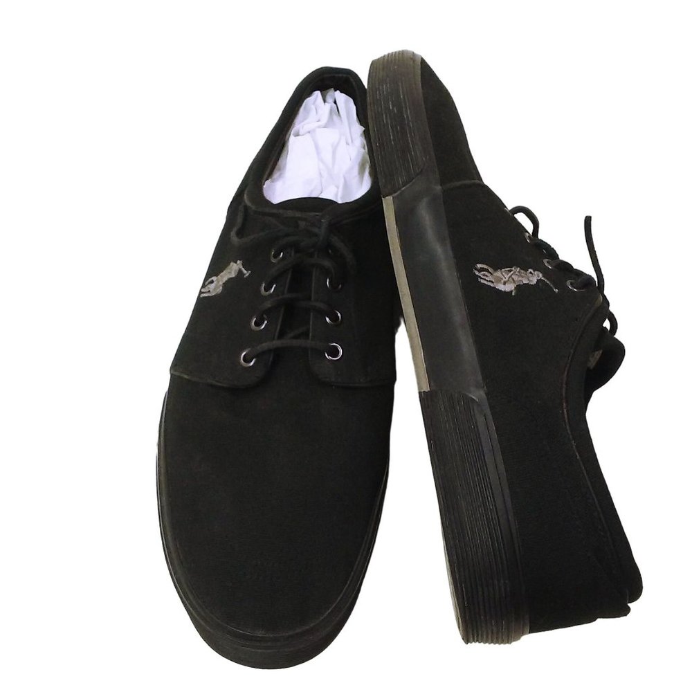 Polo Ralph Lauren Faxon Low Canvas-Top Sneaker Men-15D Four-Eye Leather Lace-Up